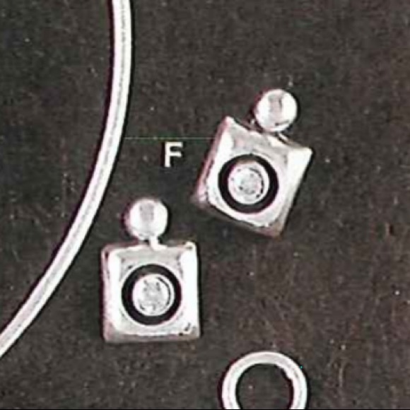 Rare Vintage Silpada Square Sterling Cubic Zirconia Post Earrings JP566 - Picture 6 of 9